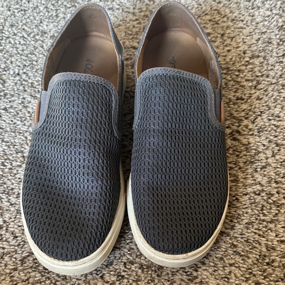 OluKai Black Mesh Slip-On Loafers